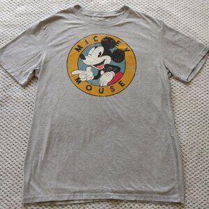 Walt Disney MICKEY MOUSE Wink Retro Distressed Round Logo T-Shirt Size L